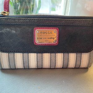 Fossil Hot Pink/Navy Blue/Light Blue Wallet